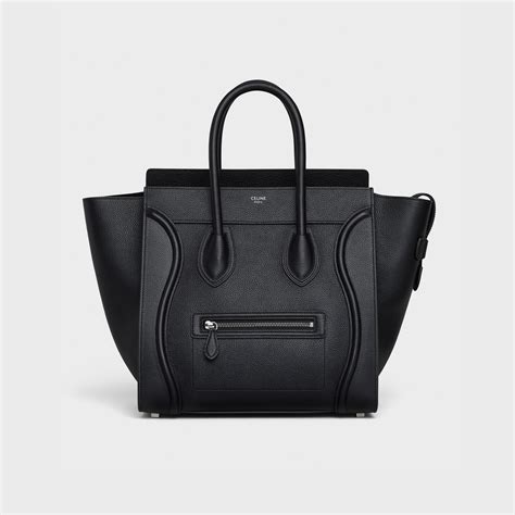 celine mini luggage drummed calfskin black|CELINE Drummed Calfskin Mini Luggage Black .